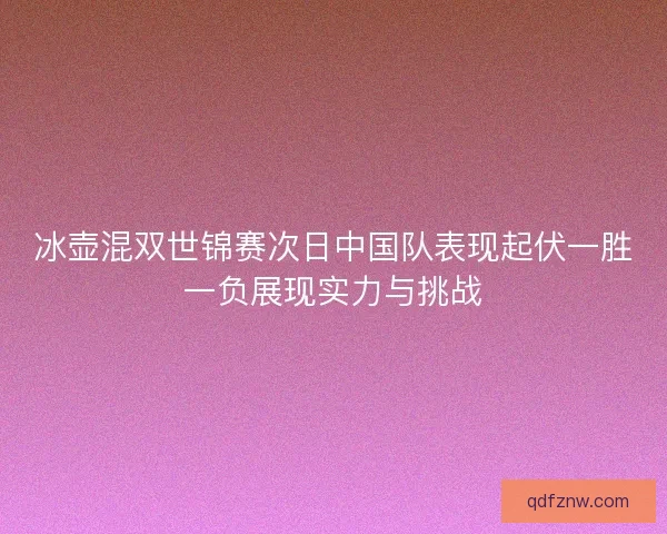 冰壶混双世锦赛次日中国队表现起伏一胜一负展现实力与挑战